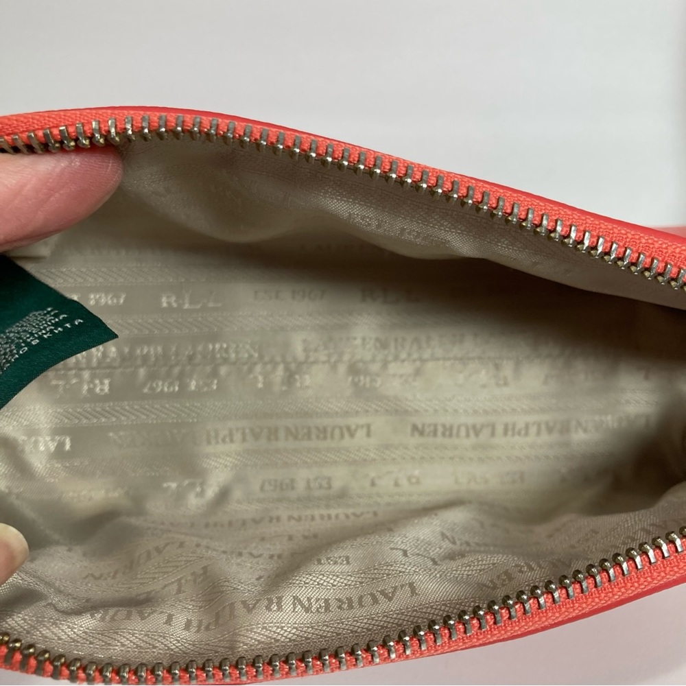 Ralph Lauren Peach Reptile Embossed Brush or Makeup Bag Zipper Top - Picture 9 of 9